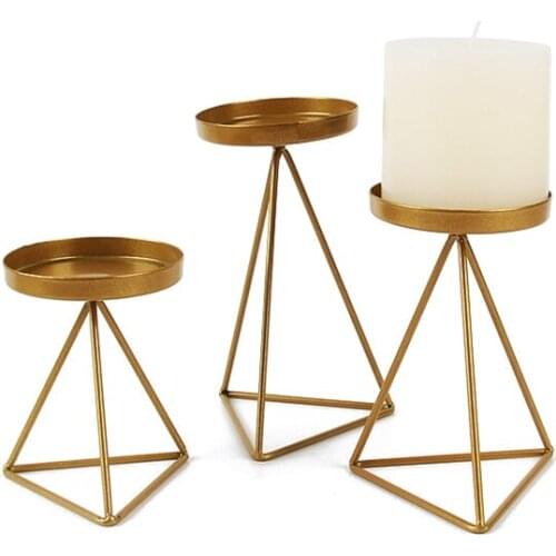 Nordic Style Wrought Iron Geometric Candle Holder Triangle Candlestick Decor