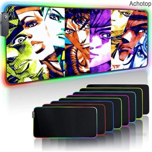 Jojo Bizarre Adventure Extra Large Gaming RGB Mouse Pad Gamer Computer Big Anime Speed Mousepad Carpet PC Desk Mat Keyboard Pad