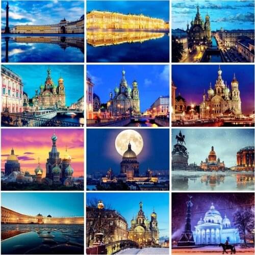 Building Scenery Diamond Painting St. Petersburg Cross Stitch Kits Diamond Mosaic Full Square Drill Diamond Embroidery Wall Art
