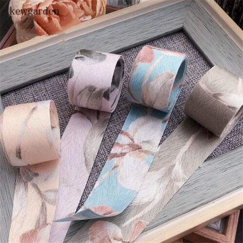 Kewgarden High Quality 30mm 3cm Printed Flower Satin Ribbons Handmade Tape DIY Bow Hair Accessories Webbing 10 Meters