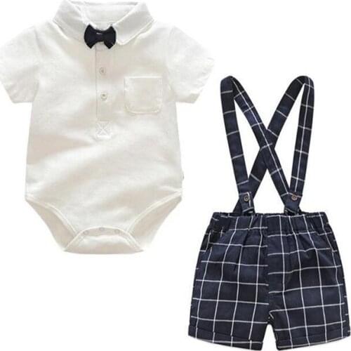 Gentleman Baby Boy Summer 2020 Clothes Set 100% Cotton Infant Boys Clothing 0-24m Kids Boy Outfits Party Birthday Costume Suit