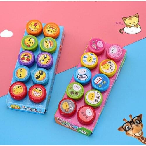 Round Multicolor Fun 10 Pcs Cute Panda Child DIY Scrapbook Kids Stamp Cartoon Rubber Stamps Scrapbooking Reward Toy