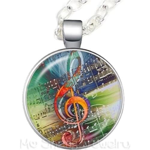 Hot Sell Music Art Piano Time Gem Necklace Alloy Glass Pendant Fashion Creative Men Women Pendant Souvenirs Gift For Her