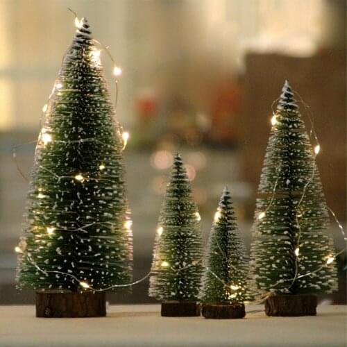 Mini DIY Artificial Christmas Tree LED Night Light Pines Santa Decor Xmas Ornaments Christmas Home Decoration 2022 New Year Gift