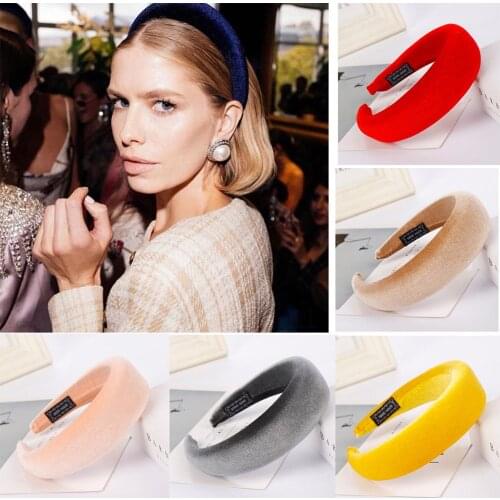 Fashion Thick Velvet Women Headbands Hair Accessories Head Band Headwear 4CM Ladies Wide Hairbands Short Hair Style Accessories