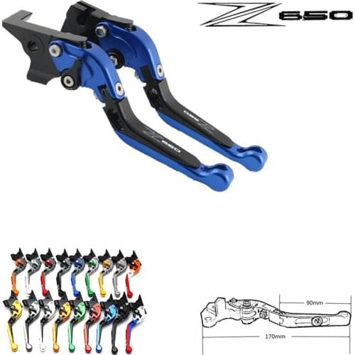 2018 new logo laser engraving folding extendable motorcycle CNC brake clutch levers for Kawasaki Z650 2017 2018