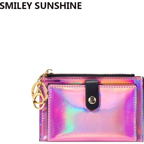New Holographic Rfid Credit Card Holder Women Minimalist Wallets Slim id Bank Business Cardholder Case Cover Bag Coin Purse 2021