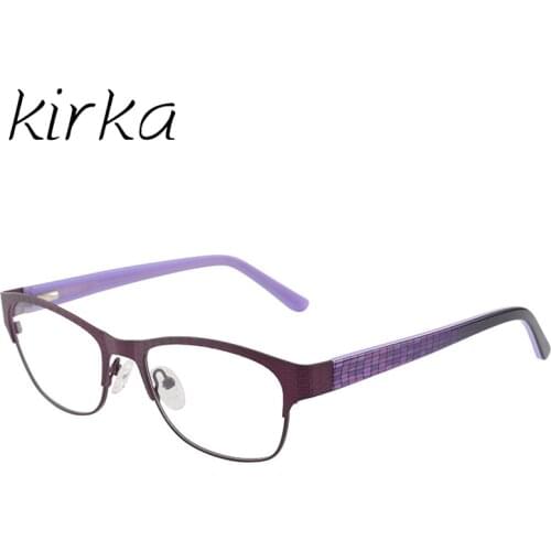 Kirka Women Eyeglass Frames Purple Metal Spectacle Frame Retro Glasses Optical Eye Glasses Frames For Women Glasses Eyeglass