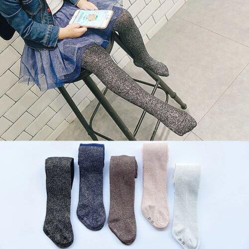 Baby Girl Tights Autumn Winter Pantyhose Girl Stockings Gold Silver Silk Tights for Girls Clothing Kids Princess Cotton Tights