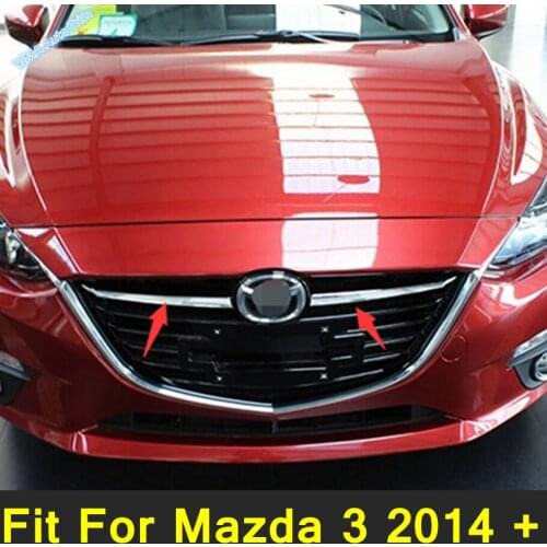 Lapetus Front Center Radiator Grille Mouldings Cover Trim Strips Red / Shiny Style Fit For Mazda 3 2014 2015 2016 Auto Accessory