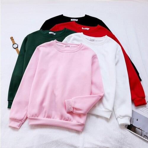 Simple Casual Solid Color Women Top Fashion Trend Round Neck Long-sleeved Thick Top Korean Style