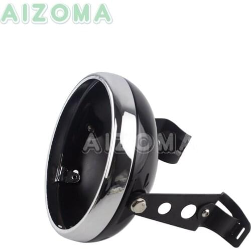 Motorcycle Adjustable 7'' Headlight Headlamp Mounting Housing Cover Bracket for Harley Yamaha Universal Steel Bucket w/ Clamp