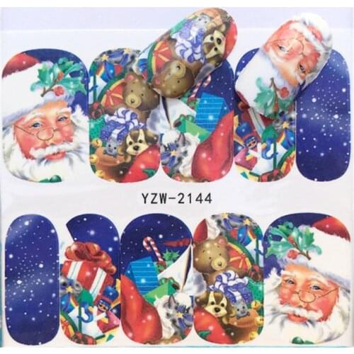 Christmas Bear Dog Nail stickers art decorations slider adhesive Water Transfer decals manicure lacquer accessoires polish foil