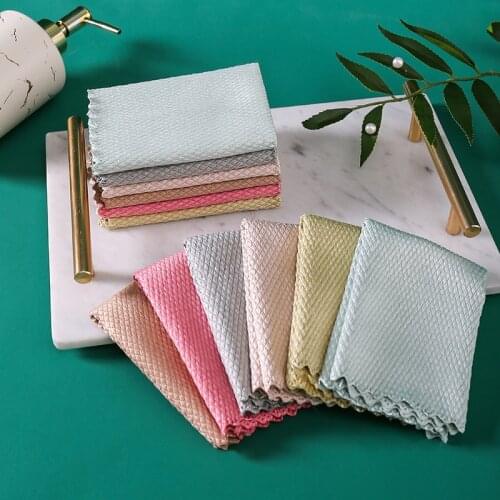 5Pcs Kitchen Wiping Efficient Fish Scale Wipe Cloth Cleaning Cloth Home Washing Dish Cleaning Towel kitchen dish washing cloth