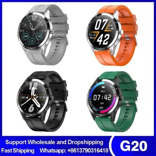 G20 2021 Smartwatch 1.28 Inch Men Bluetooth Call Heart Rate ECG Blood Pressure Custom Dial Smart Watch For Android IOS VS LF26