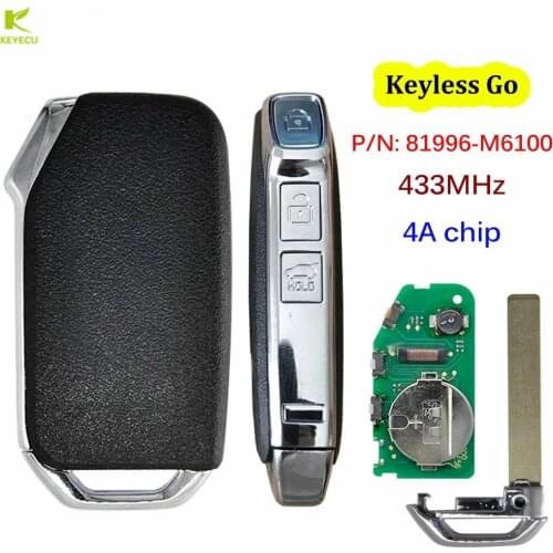 KEYECU Replacement 3 Buttons Keyless Go Smart Remote Key 433Mhz 4A Chip for Kia Sportage K5 Forte After 2017 81996-M6100 Q2000