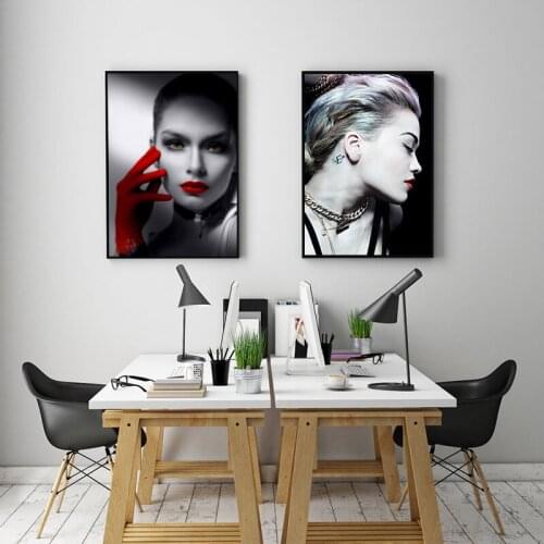 Modern Black and White Women Wall Printings Fashion Girl Canvas Painting for Living Room Cuadros Decoracion HD Pictures