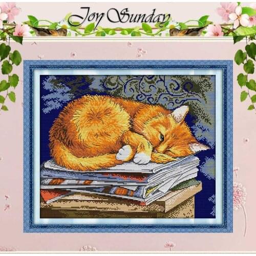 Sleeping Cat Animals Counted Cross Stitch 11CT 14CT Printed Cross Stitch Set Wholesale Cross-stitch Kit Embroidery Needlework