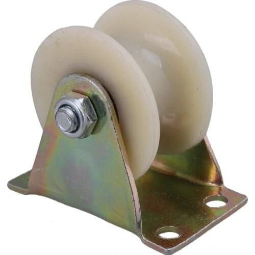 Steel Nylon U Groove Fixed Plate Caster Trolley Track Roller Wheel 2inch