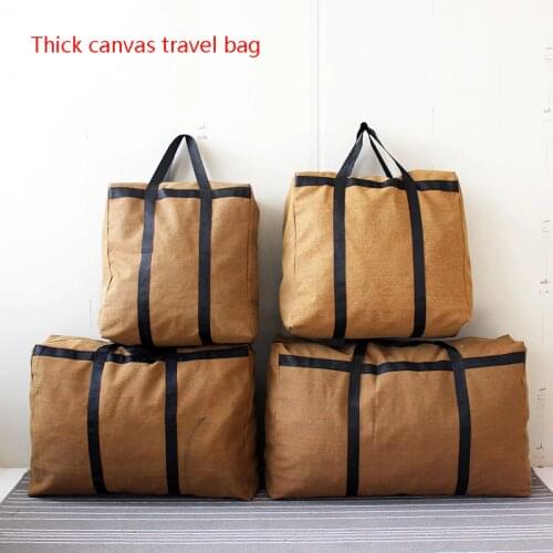 Thick wear-resistant super large capacity canvas travel bag moving home running baggage clothes quilt finishing bag woven bag