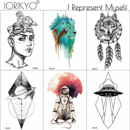 Flash 3D Lion Galaxy Astronaut Little Waterproof Tattoos Temporary For Kids Boy Women Tattoo For Men Custom Fake Tatoos Cosmetic