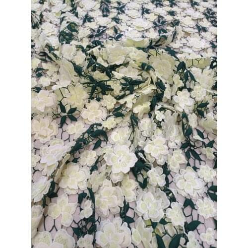 High Quality Water Soluble French Lace Fabric Milk Silk Flowers Embroidery Sewing Supplies Party Bridal Wedding Dress 5 Yards