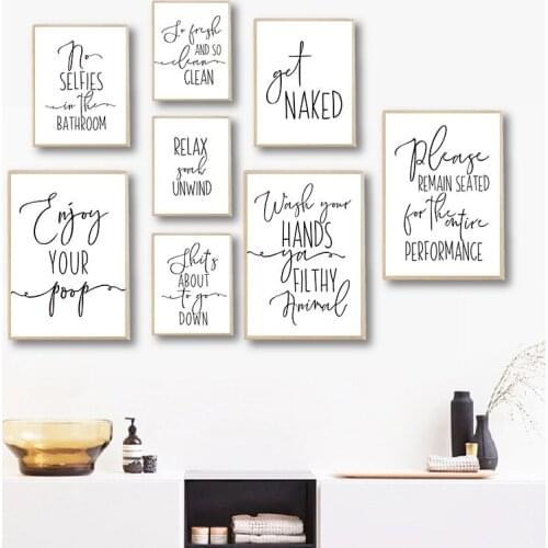 Funny Bathroom Sign Canvas Poster Wall Art Prints Enjoy Your Poop Please Remain Seated Toilet Signs Bathroom Wall Decor