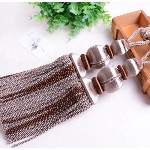 2pcs/lot Home Window Curtain Clips Accessories Hanging Belt Ball Curtain Strap Khaki Red Cortinas Twist Tassel Tieback Buckle