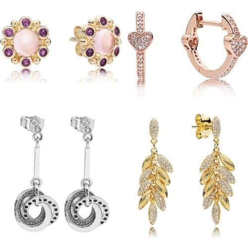 925 Sterling Silver Earring Heraldic Radiance Purple Blush Alluring Hearts Interlocking Circle Earring For Women Fashion Jewelry
