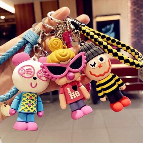 Womens Glasses Keychain Cute Doll Christmas New Year Fun Happy Clown Keychains Bag Pendant Amusement Keyring Park Fine Gift New