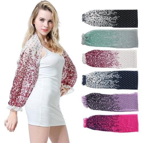 Women Leaf Dot Print Summer Beach Long Sleeve Sunscreen Cardigan Cover Up Shawl