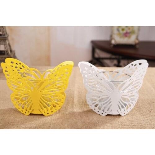 1PC Claissic European pastoral Zakka Iron Butterfly Candle Holder without Glass Cup Hot Selling Random Color JX 1127