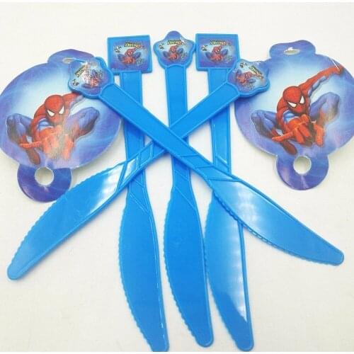10pcs Spiderman Party Supplies Kids Disposable Plastic Childrens Spiderman Party Decoration Birthday Party knife Favors Holiday