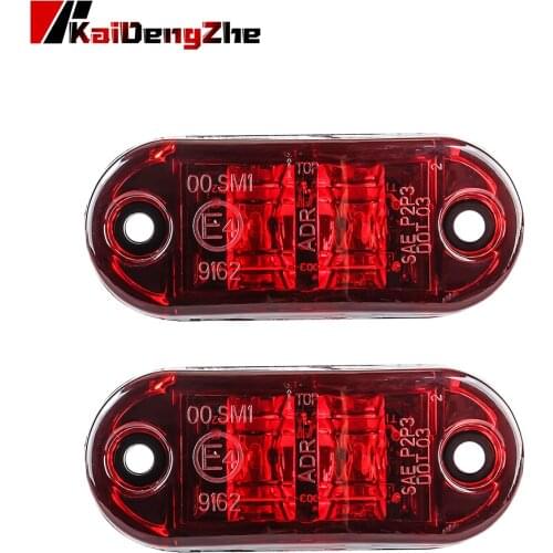 2Pcs 12V / 24V LED 2SMD Side Marker Lights Car External Lights Warning Tail Light Auto Trailer Truck Lorry Lamps Waterproof Red
