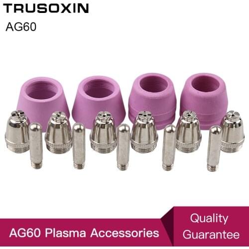 30PCS Inverter DC Air Plasma Cutter AG-60 Cutting Torch/Gun Head Consumable CUT40/50/60A Tips Electrodes Groove Shiled Cups