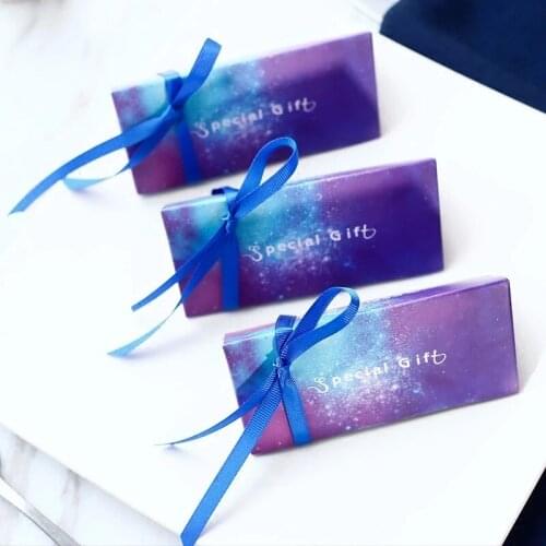 50pcs New Creative European triangular blue starry sky Candy Boxes Bomboniere Wedding Favors birthday Party special Gift Box