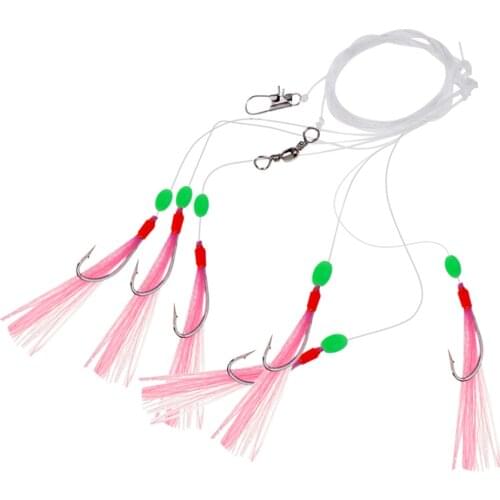 6 Hooks Big Flasher Rig Cod Bass Fishing Bait Lures With Barbed Hooks