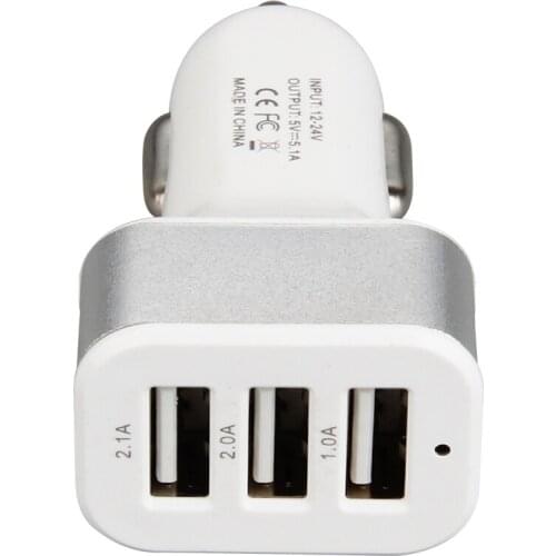 Usb Charger 5V 2.1A Mini 3 Port USB Car Charger Adapter for Smart Mobile Cell Phone Charger for Samsung Galaxy S8 500pcs