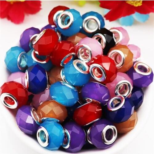 10Pcs Faceted Cut Resin Large Hole European Spacer Beads Charms Kit Fit Pandora Bracelet Necklaces Earrings for Jewelry Making