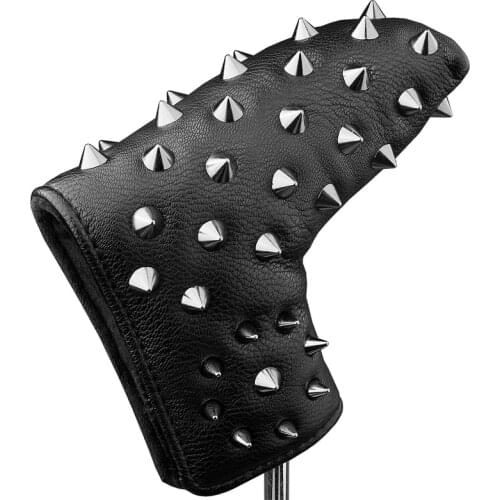 Golf Headcover for Blade Putter Rivets PU Leather Magnetic Closure Golf Head Covers Golf Putter Cover