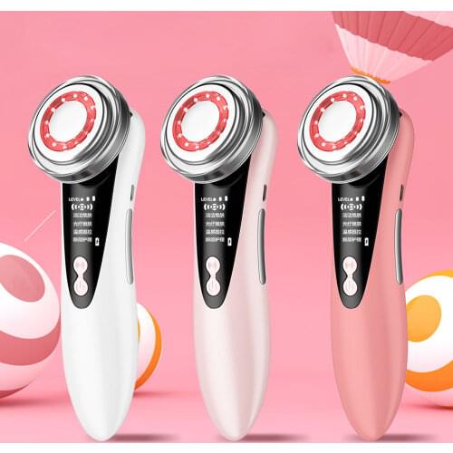 Hot Cool EMS Facial Massager Sonic Vibration Ion LED Photon Anti Aging Skin Rejuvenation Lifting Tighten Face Skin Care Beauty