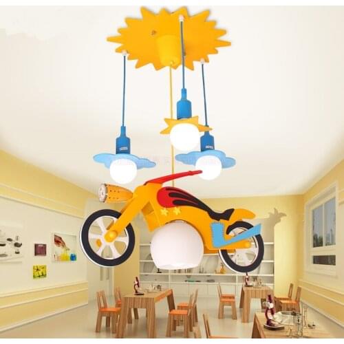 Cartoon childrens room pendant light eye protection LED motorcycle car boy speed pull pendant lamp ya811