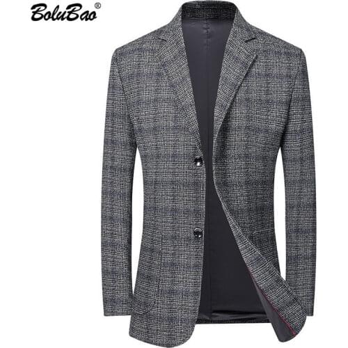 BOLUBAO Men Blazer Brand Street Style Spring New Mens Slim Fit Suit High Quality Lattice Korean Version Blazer Male