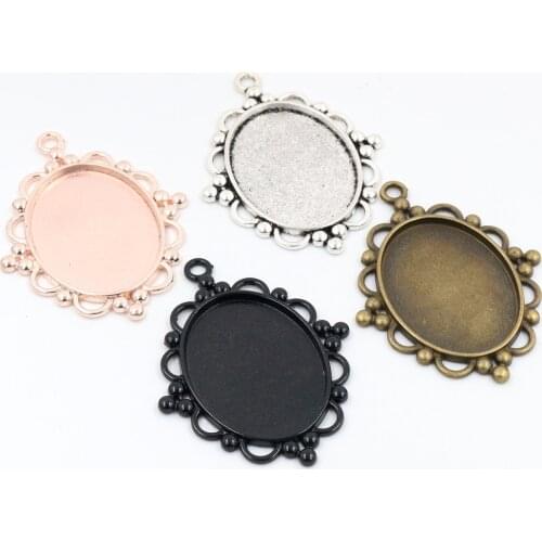 New Fashion 5pcs 30x40mm Inner Size 4 Colors Cabochon Base Setting Charms Pendant