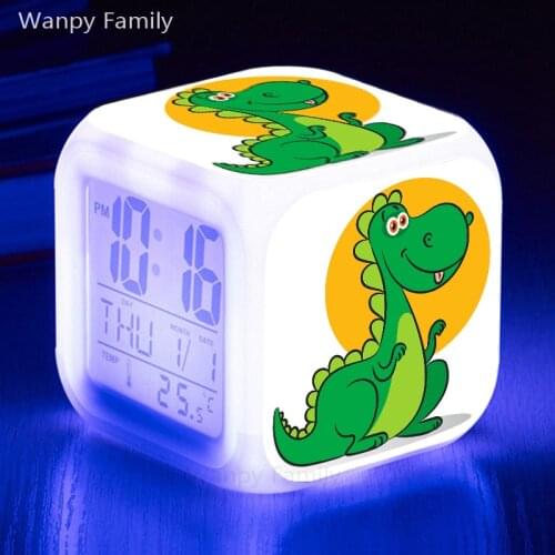 2021 New Dinosaur Alarm Clocks LED Color Changing Alarm Clocks Kids Toys Gift Multifunction Touch Sensing Glowing Clock