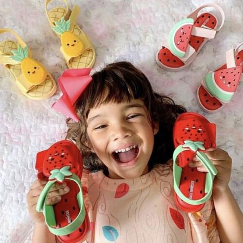 2021 Newest Kids Summer Jelly Sandals Children Fashion Watermelon Straberry Pinapple Avocado jelly Princess Beach Shoes HMI042