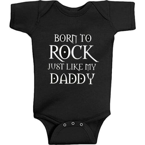 New Rock Black Cotton Short Sleeve Baby Bodysuit Baby Boys Girls Clothes Funny Baby Clothing 0-24M