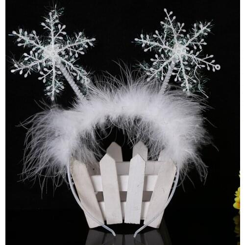 1PCS Exquisite Snowflake Headband Feather Hair Band Christmas Hair Hoop Snowflake Feather Headband Christmas Hair Accessories