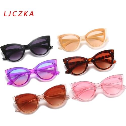 New Arrival 2021 Vintage Cat Eye Sunglasses Womens Retro Rivet Decorated Sun Glasses Female Oculos De Sol Feminino UV Protect