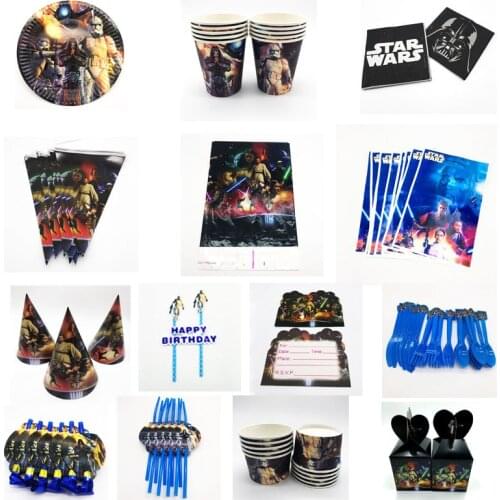 Disney Star Wars Theme Birthday Party Supplies Disposable Tableware Paper Cup Plate Straw Napkins Tablecloths Gift Decoration